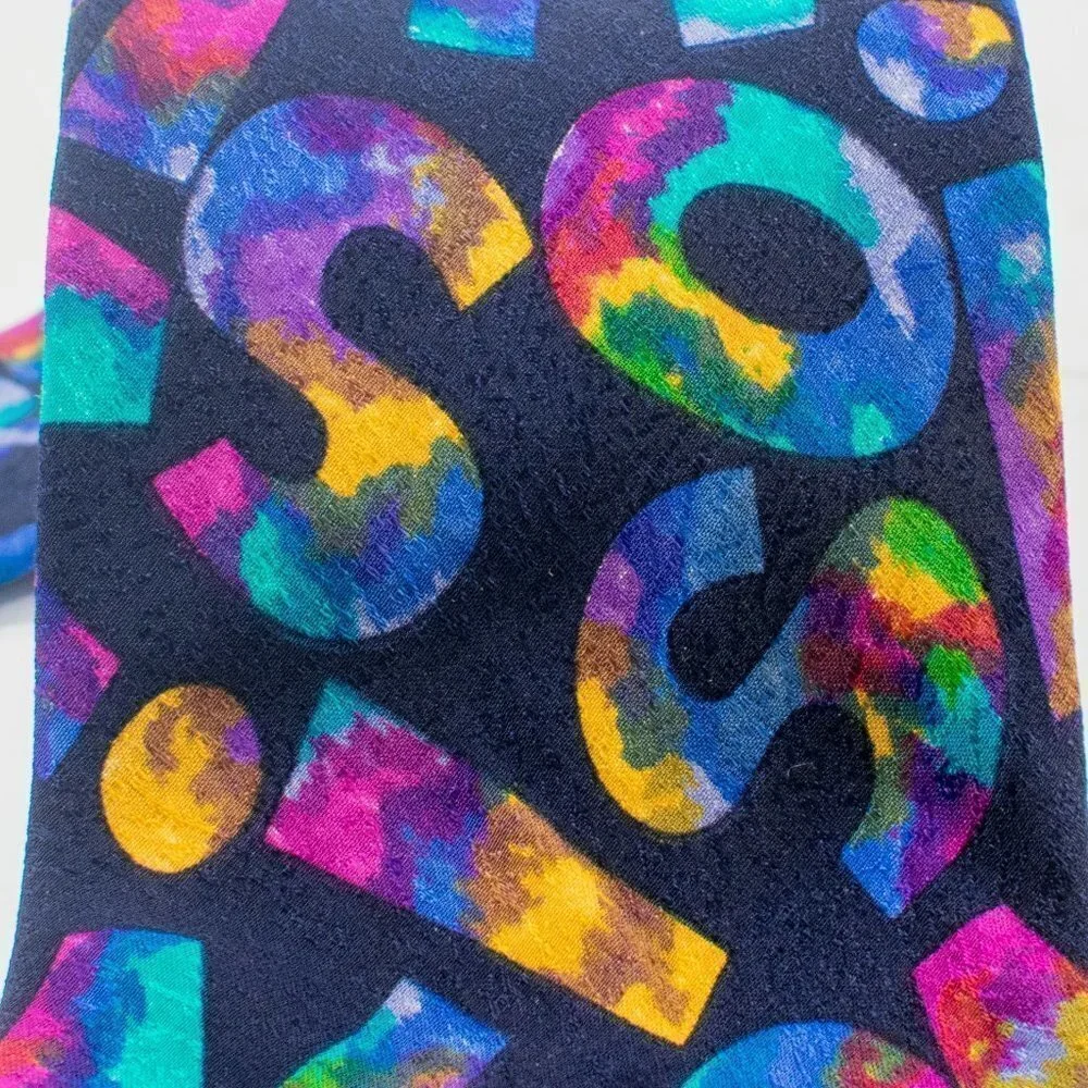 VINTAGE Silk Tie - Multicolor Letter Jumble Pattern | Missoni